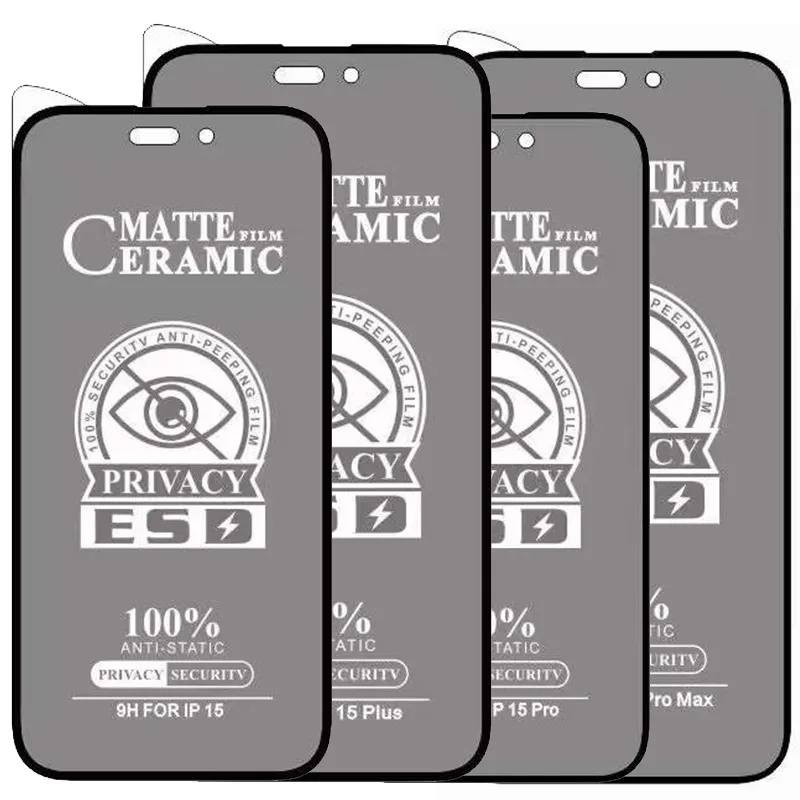 Displayschutzfolie für iPhone 15 Pro Max 14 Plus 13 Mini 12 11 XS XR X 8 7 SE ESD Privacy Keramik Anti Spy Private Matte Film Full Cover Guard