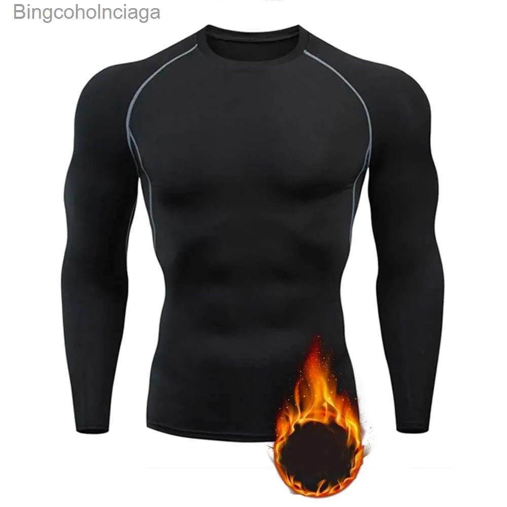 Herr termiska underkläder Autumn Winter Thermal Underwear Men långärmad komprimering t shirt termisk fleece blus topp varm undertröja män kläd