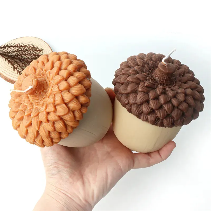 Ljus 3D Pine Cone Silicone Candle Mold Diy Handmade gips Harts Cake Chocolate Baking Molds Chile Decorative Craft Gifts 231010