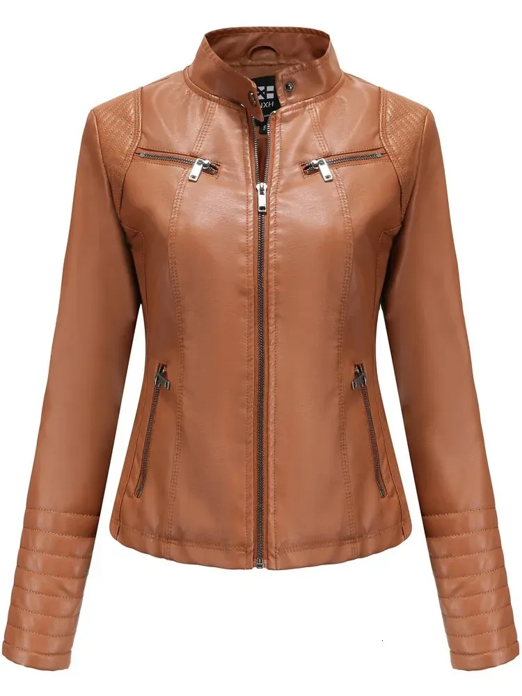 Women's Jackets Women Faux Leather Jacket Autumn Winter Long Sleeve Plus Size Fashion Ladies Solid Zipper Biker Coat Female Casual Outwear 3XL 231010