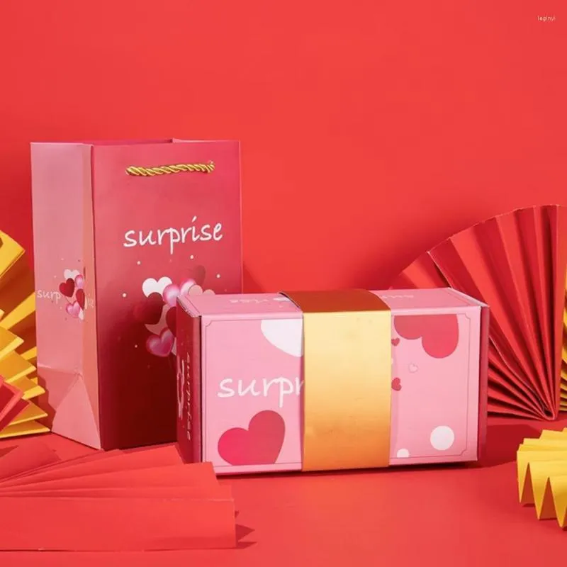 Present Wrap Propoal Box Återanvändbar uppsättning för Happy Birthday Valentine's Day Thick Paper Surprise Packing Handbag Kit Home Home