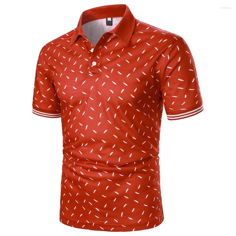 Polos masculinos homens polo camisa de manga curta impressão digital chegadas estilo de férias lazer moda lapela top