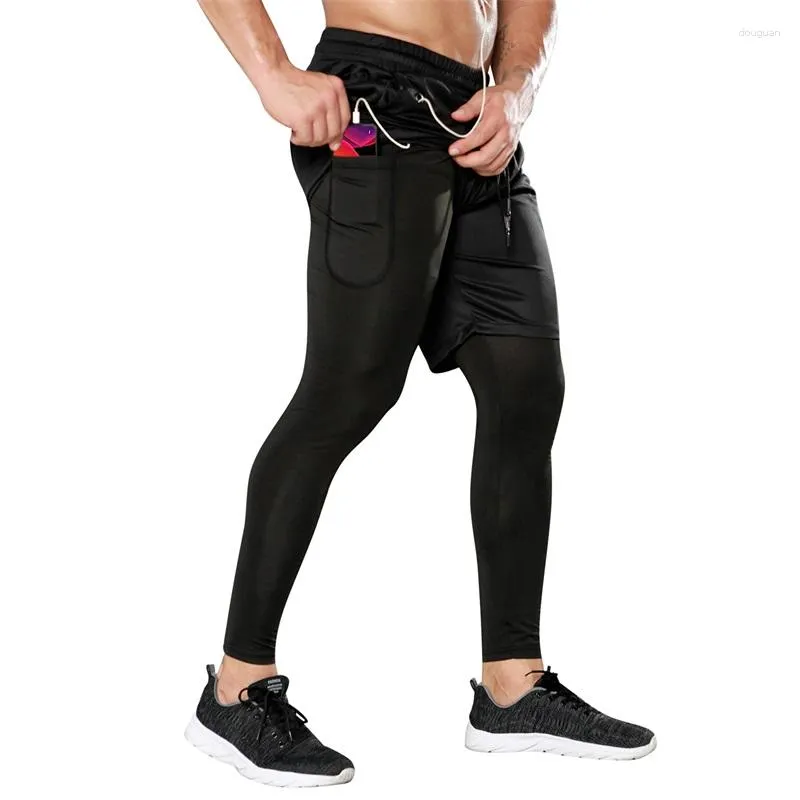 Quick Dry 2 In 1 Compression Running Leggings With Pockets For Men Gym,  Running, And Workout Pants With Elastic Fit And Seamless Design From  Douguan, $17.32