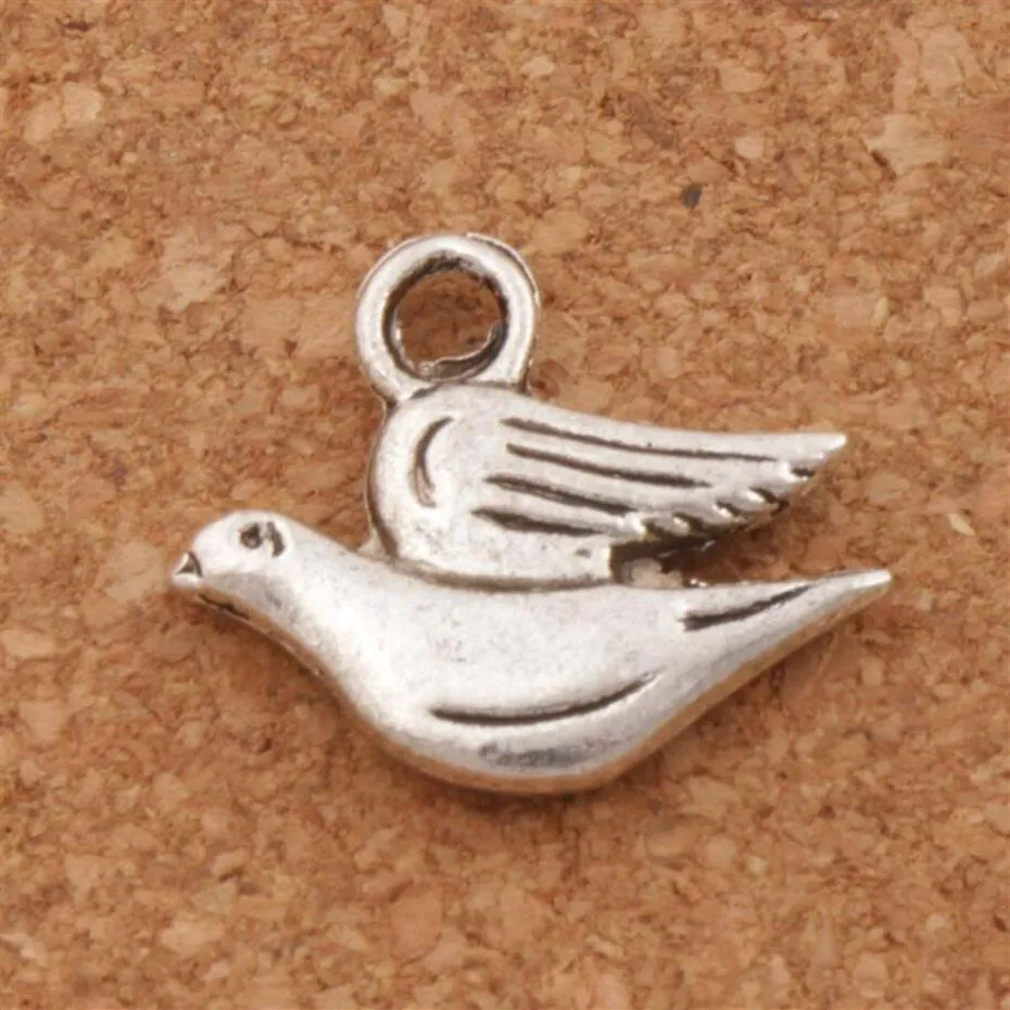 Fat Peace Dove Flying Charm Beads 100 pçs / lote Antigo Pingentes de Prata Moda Jóias DIY Fit Pulseiras Colar Brincos L184292h