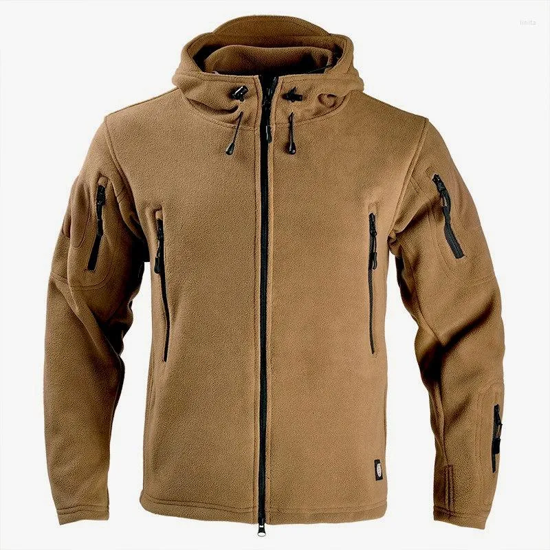 Jaquetas masculinas homens tático jaqueta de lã outono inverno completo zíper militar ao ar livre com capuz casaco quente masculino softshell exército