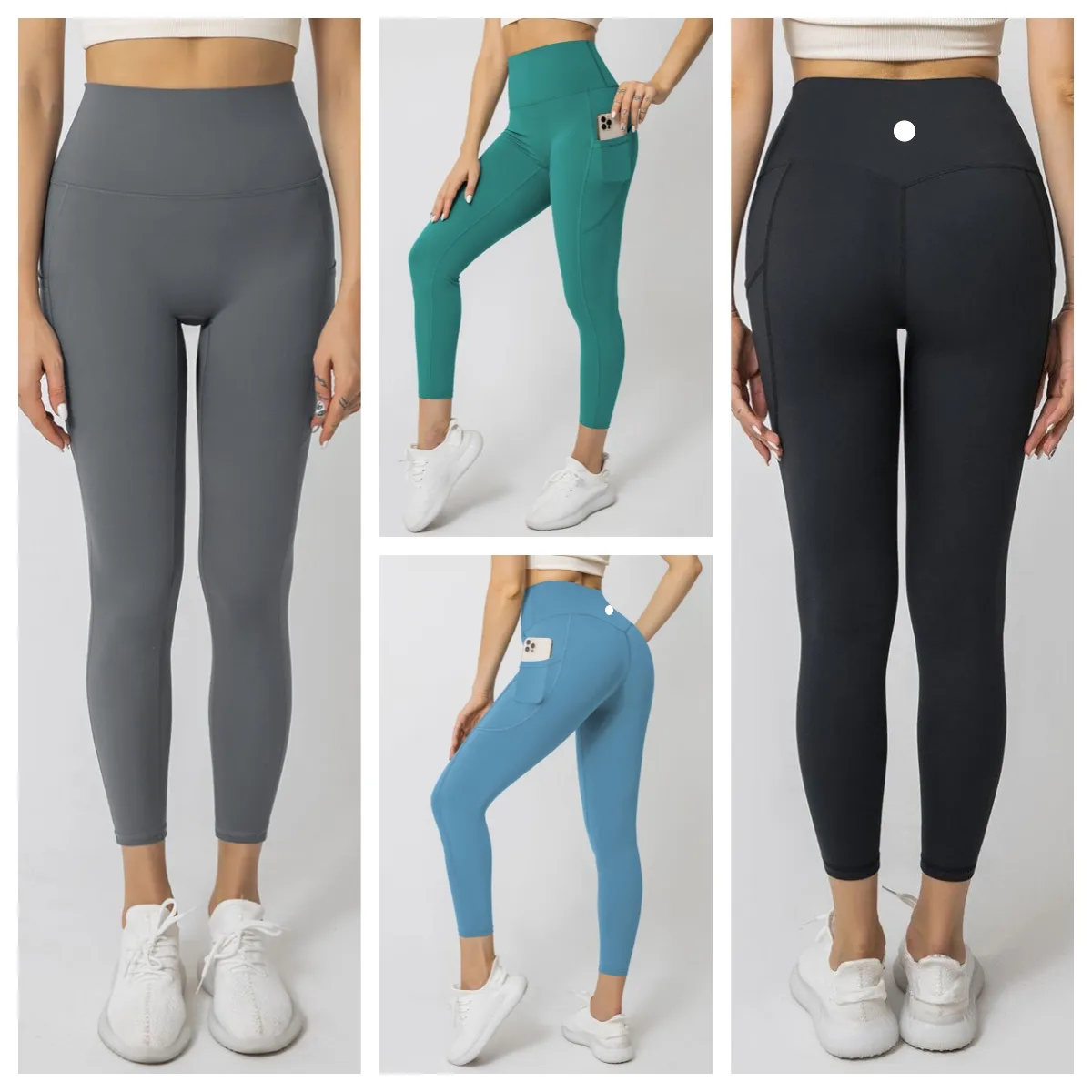 LU-1471 Frauen Nylon Hohe Elastische Yoga Hosen Einfarbig Sport Leggings Laufen Fitness Hosen