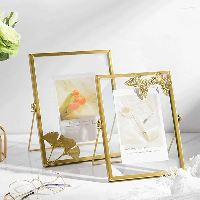 Frames Nordic Geometrisch Metaal Glas Po Frame Driedimensionaal Portret Lyweds Aanbevolen Geschenkdecoratie