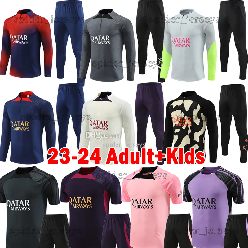 22 23 Psges Tracksuits Men Football Training Suit 2023 2024 Maillot Jerseys Player Version Jacket Kit Parises Mbappe Men and Kids Kits Soccer Short Sleeve Soccer Sets