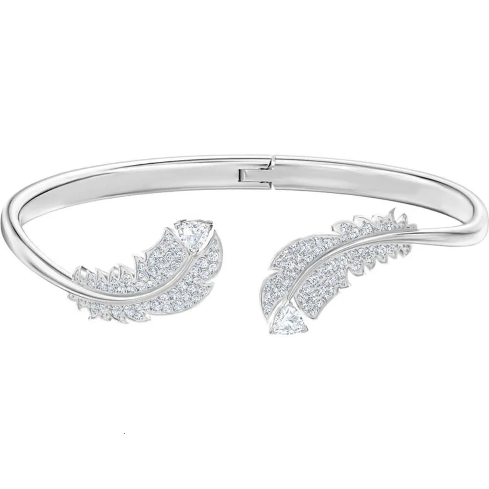 Bracelet Swarovski Designer Luxury Fashion Women Gold Silver Feather  Bracelet Female Swarovski Element Crystal Bracelet