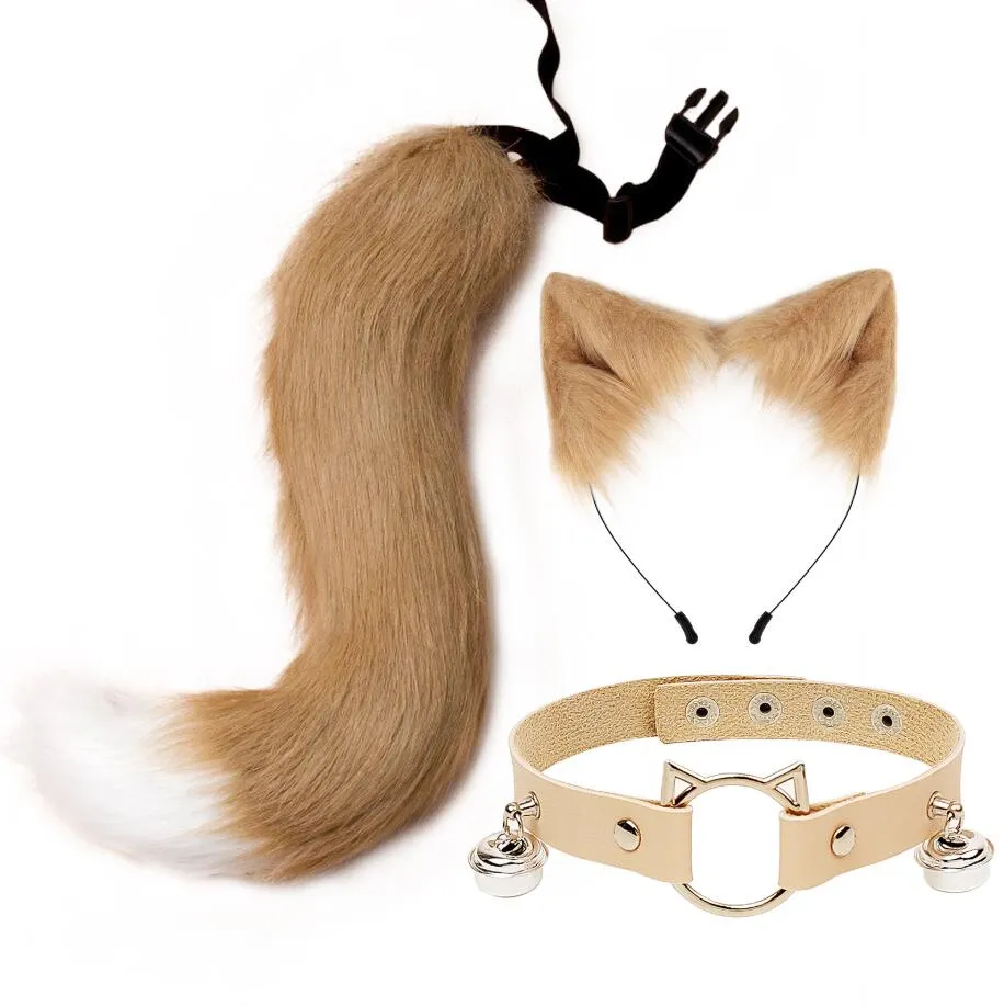 3 pçs/set de pelúcia feito à mão simulação besta garra orelhas de raposa de pelúcia headwear masquerade cosplay festa fantasia vestido traje