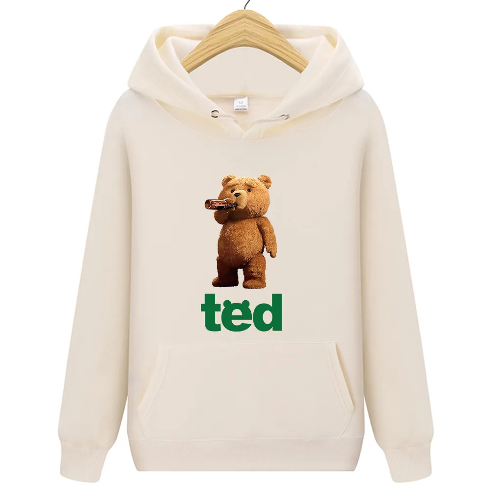 Con cappuccio da uomo adorabile ted orso bevitura poster birra poster divertente stampato casual peluche di peluche sciolta