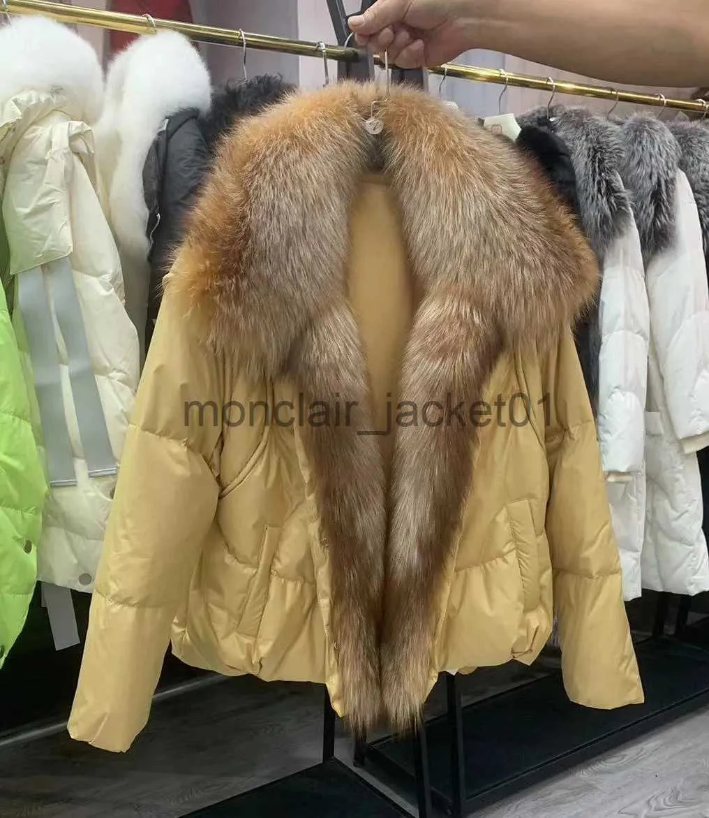 Women's Fur Faux Fur 2023 Winter Jacket Women Real Fur Coat White Goose Down Jacket Women Oversized Fox Fur Collar Big Fur Thick Warm New J231011