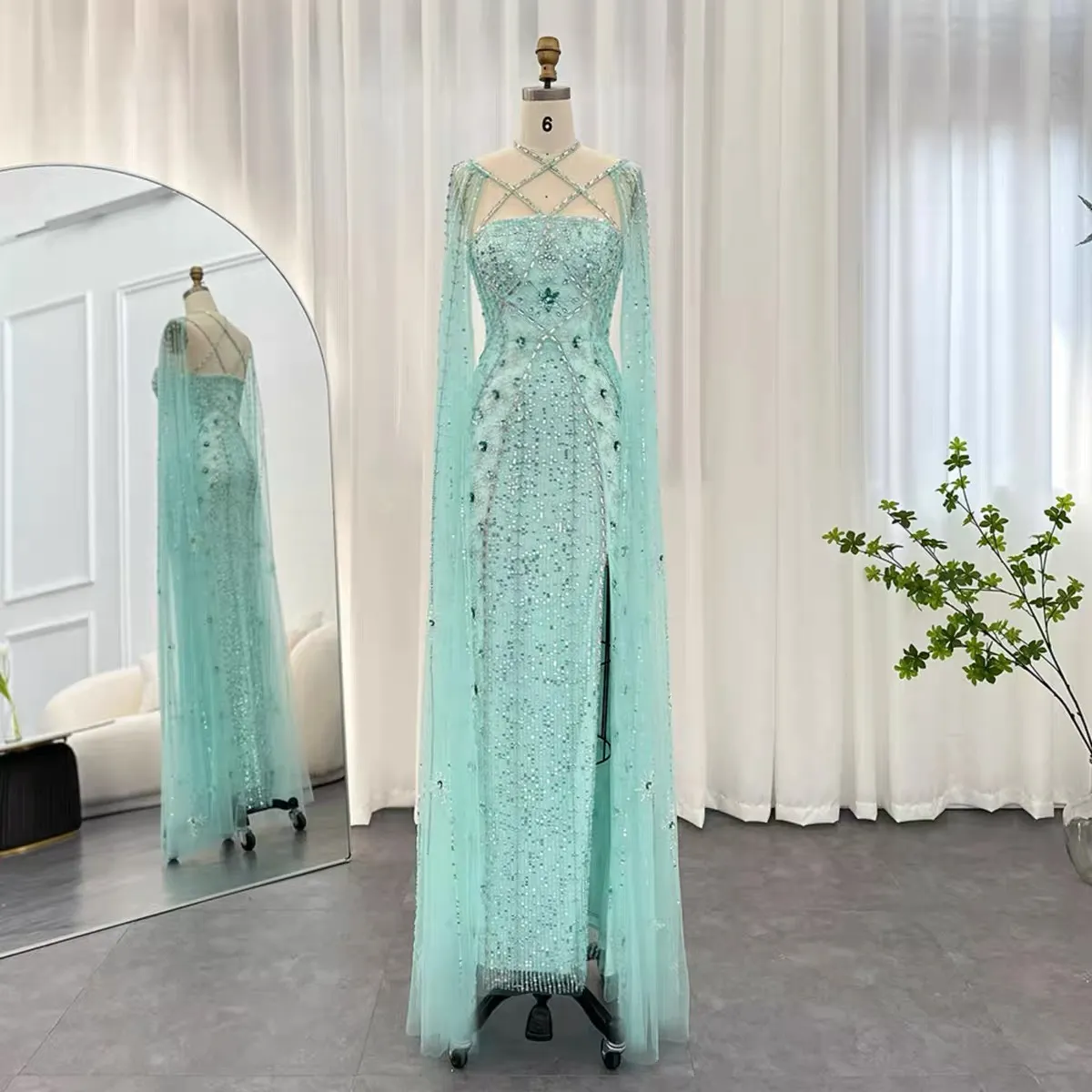 Sparkling Robe Luxury Heavy Duty Mermaid Green Evening Dress With Super Sparkling ...