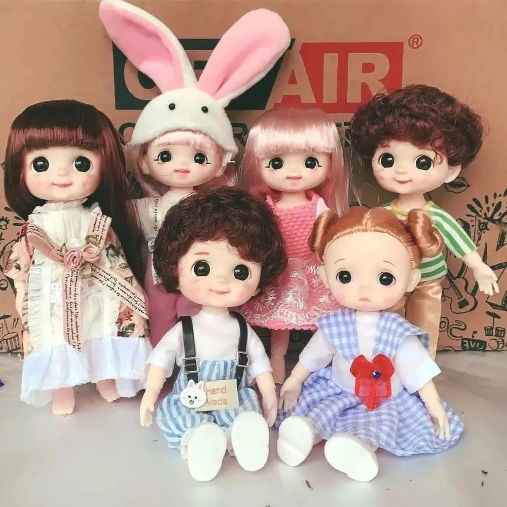 Bambole 16 cm fossetta sorriso bambola BJD 13 articolazioni mobili carino viso tondo giocattolo vestito da bambina trucco per ragazze regalo 231011