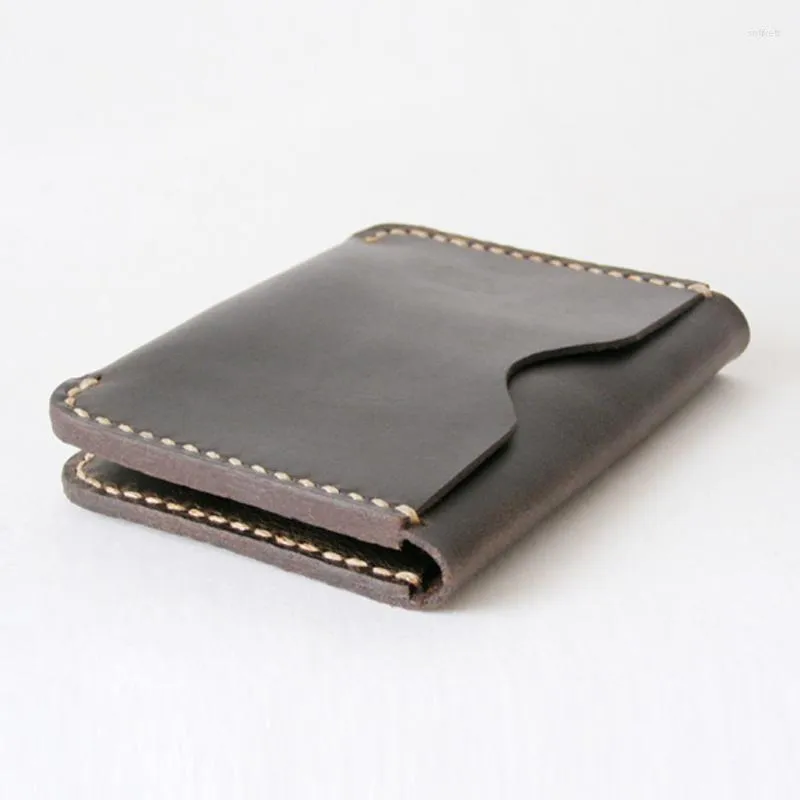 Korthållare Handgjorda vintage Crazy Horse Leather Holder Wallet Small Purse Organizer Business