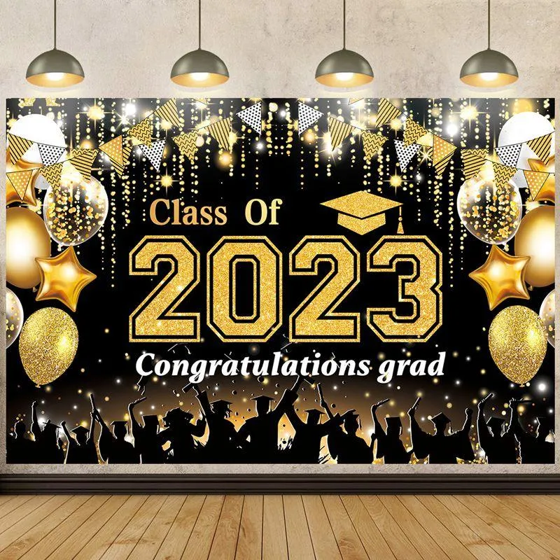 Party Decoration Grattis Grads Decorations Class of 2023 Graduation Decor Banner Bachelor Cap Door Curtain Glasse Grad Supplies