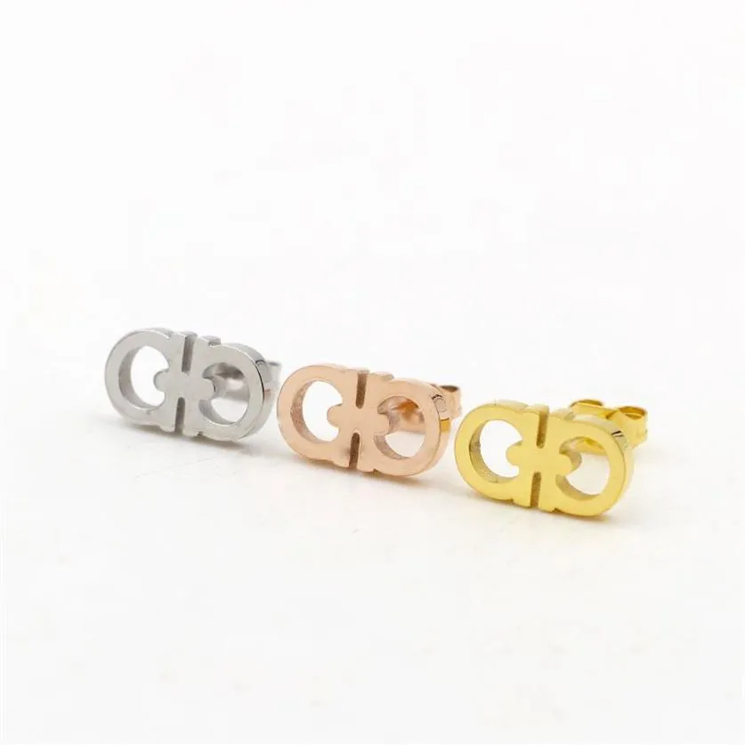 Fashion Letters Stud Earrings for Women Stainless Steel OL Korean Designer Ear Rings Earings Earring Jewelry Gift279J