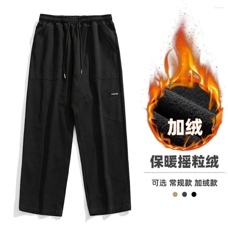 Erkekler Pantolon Han Lu Japon İş Giyim Giyim 2023 Sonbahar/Kış Gevşek Düz Tüp Doku Uzun