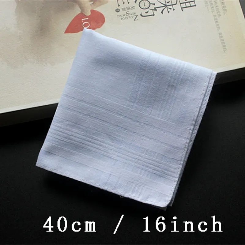 40cm 100% Cotton White Handkerchief Soft Sweat Absorption Women Men Square Handkerchief Pure Color DIY Blank Towel Christmas Gift DBC BH3463