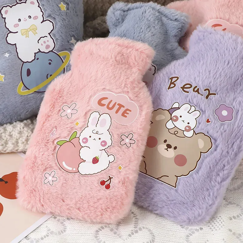 Other Home Garden 500ML Cute Soft Water Bag Winter Warm Hand Warmer PVC Liner with Plush Cover Women Girls Bottle 231011