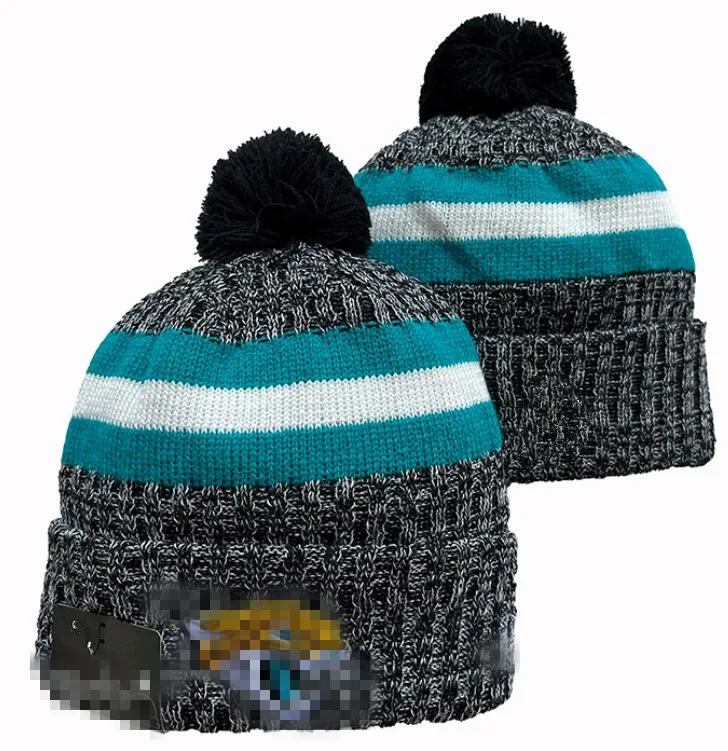 Mutsen Jacksonville Bobble Hats Baseball Ball Caps 2023-24 Modeontwerper Bucket Hat Chunky Faux Pom Beanie Kerst Sport Gebreide Muts A7