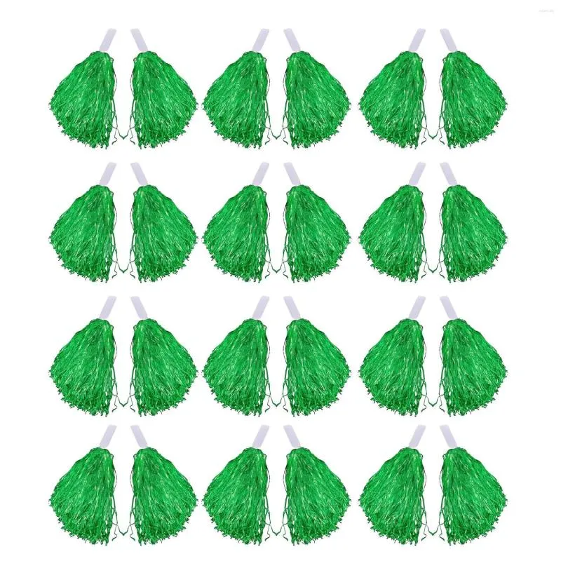 Cadeau cadeau 24pcs pom-pom girl pom poms feuille métallique acclamer avec poignée en plastique pour adultes enfants pom-pom girls fête vert