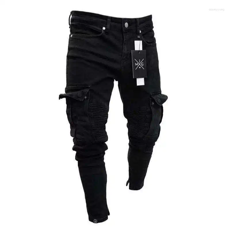 Мужские джинсы эластичные мужские леггинсы на молнии до колена для мужчин уличная дизайнерская хип-хоп