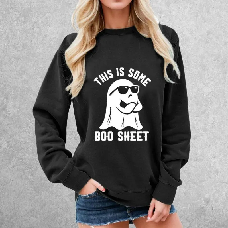 Dames Hoodies Oversized Goth Herfst Y2k Kleding Halloween Lange Mouw Punk Trui Grappige Cartoon Ghost Print Sweatshirts All-Match