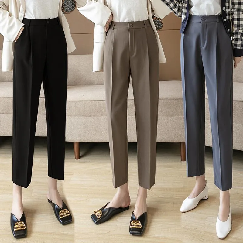 Frauen Hosen 2023 Mode Büro Tragen Gerade Dünne Frauen Vintage Hohe Taille Zipper Weibliche Hose Herbst Casual Taste