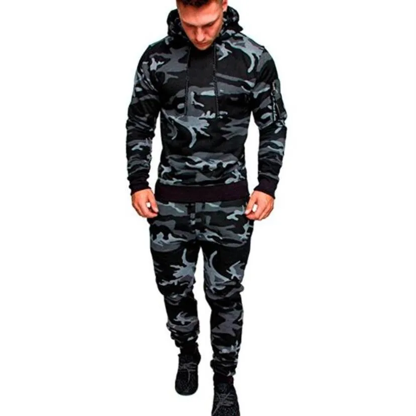 Sweats à capuche Hommes Mode Printemps Hiphop Survêtements Camouflage Designer Cardigan Sweats à capuche Pantalons 2pcs Ensembles de vêtements Pantalones Tenues fre236e