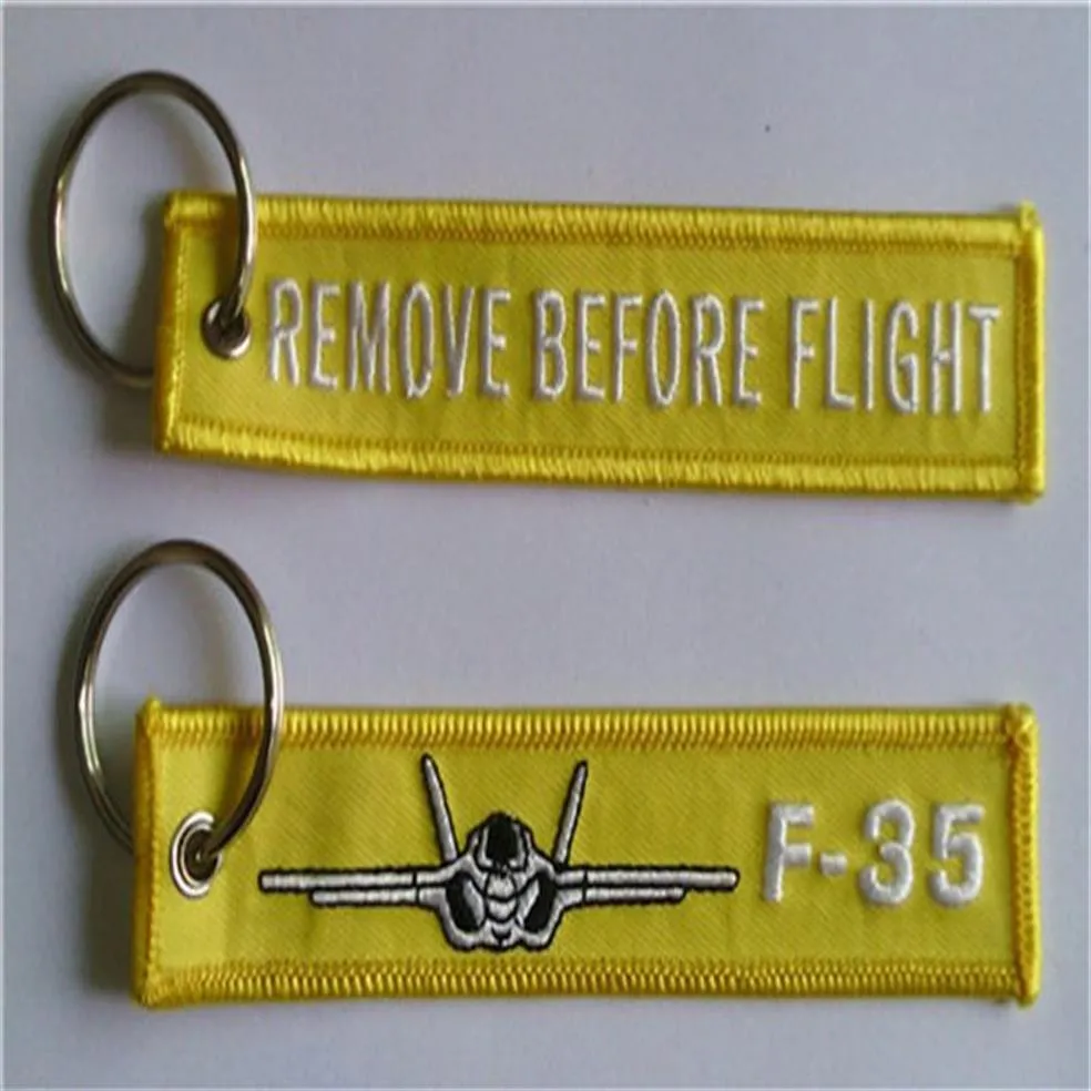 F-35 Remove Before Flight Fabric Key Chain Aviation Key Tags 12 5 x 2 5cm 100pcs lot2184