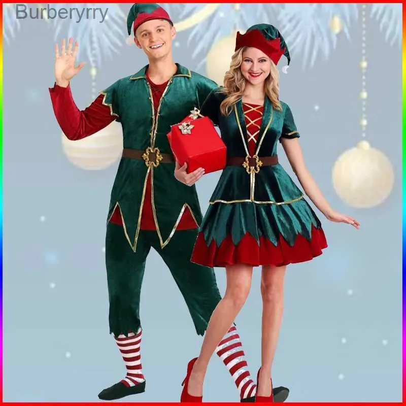 Thème Costume Cosplay Venez Noël Venez pour les femmes et les hommes Party Carnaval Robe Nouvel An Cosplay Green Elf Xmas Fantaisie Dress loversL231010