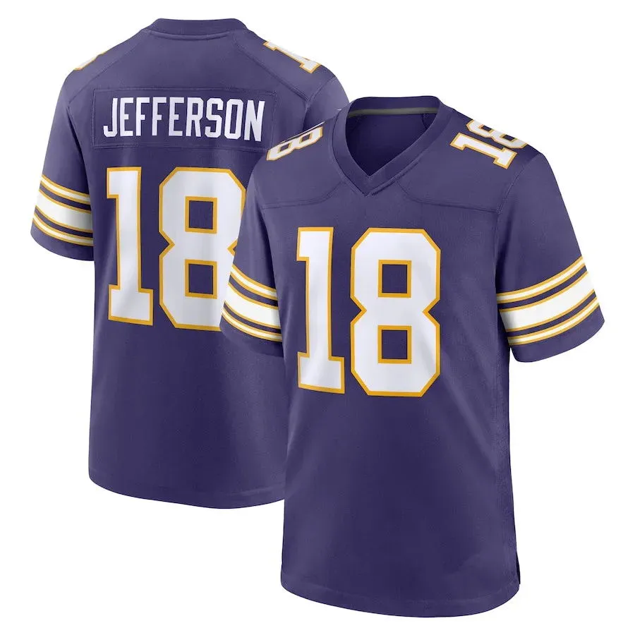 Fotbollströjor Justin Jefferson Football Jersey Custom Youth Addison Dalvin Cook Harrison Smith Kirk Cousins ​​Danielle Hunter Randy Moss Lewis Cine Hockenson Pat