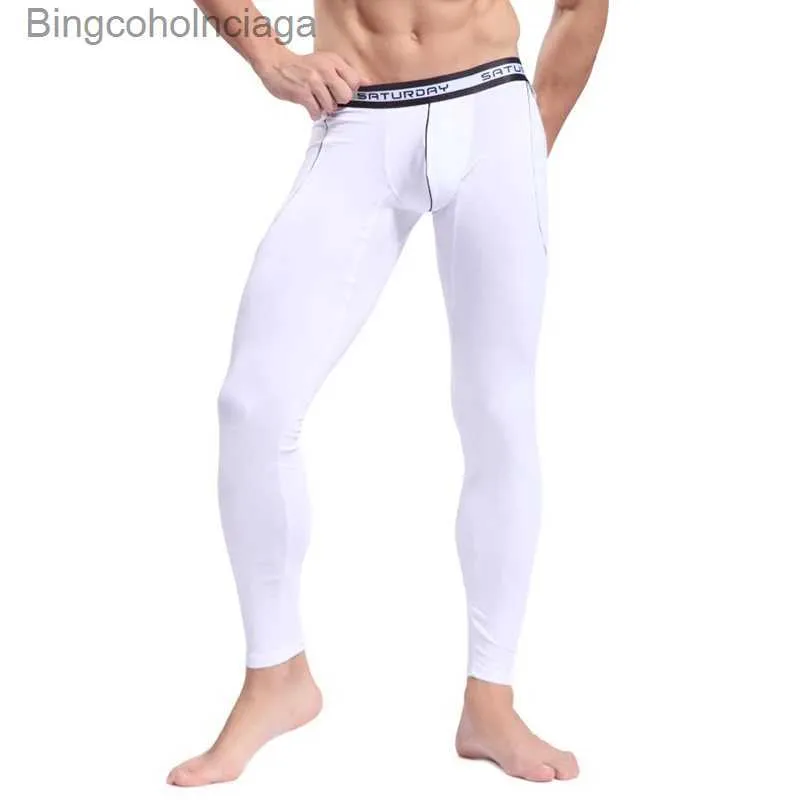 Men's Thermal Underwear Men's Long Johns Sleep Pants Thermal Pants Bamboo Fibre Autumn Mens Winter Pants Tight Slim UnderwearL231011