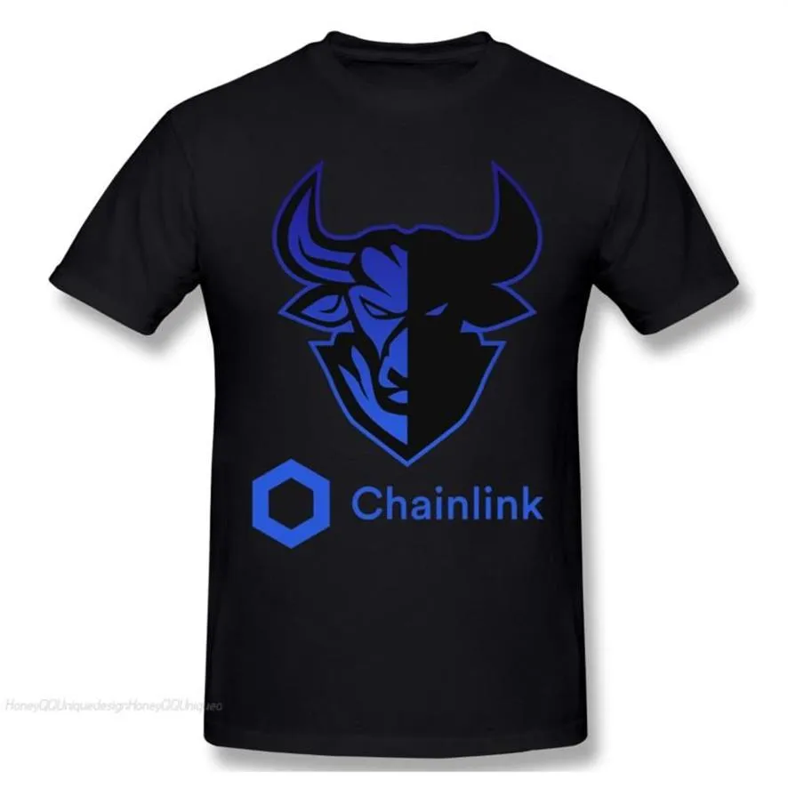 Herrt-shirts krypto länk mynt tryck bomullsskjortor hombre chainlink cryptocurrency män mode streetwear vuxen tshirt356z