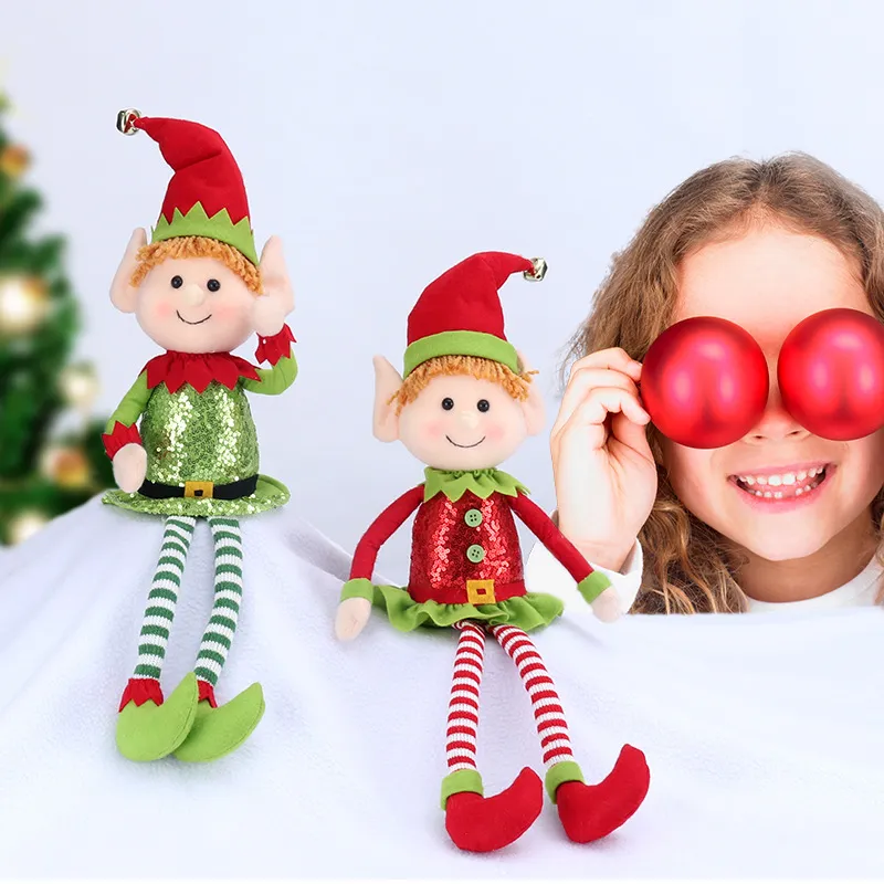 Świąteczna lalka elf 65 cm noga xmas okno