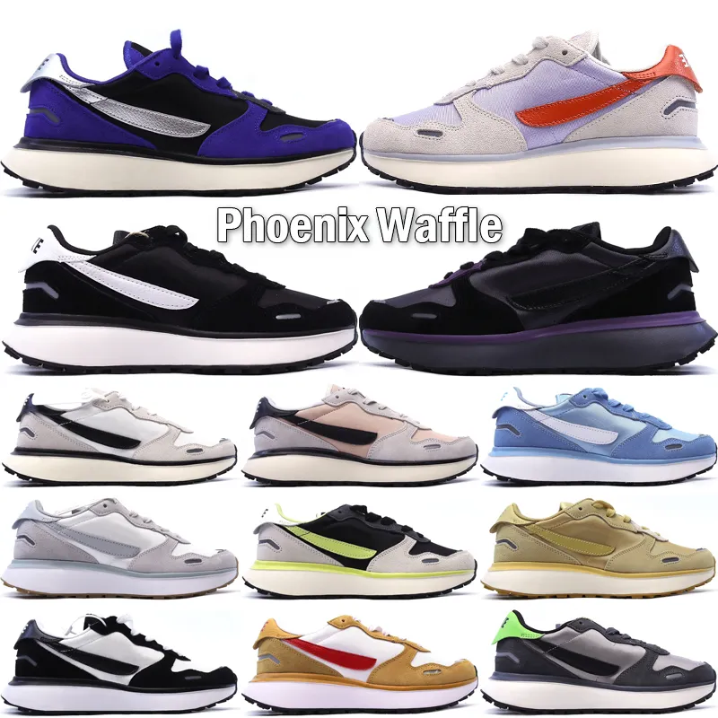 Phoenix Waffle Men Women Running Shoes 2023 University University Gold Black Purple Silver Light Bone White Outdoor Sneakers Size 36-45