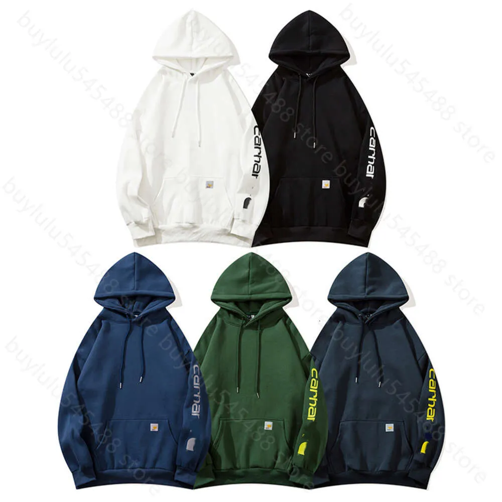 7EP1 2023 Erkek Hoodies Moda Markası Carharts Kadın Sweatshirts Kahart Carhar Arm Baskı İşaret Mektubu Çift Sıradan Gevşek Uyum Peluş Kapüşonlu Sweater