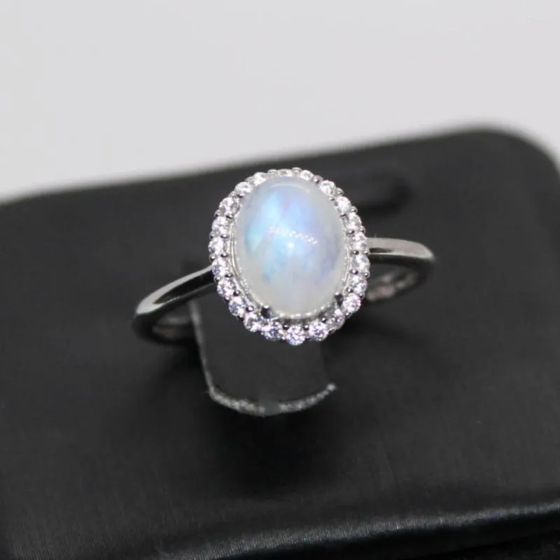 Loose Gemstones 925 Sterling Silver Natural Moonstone Adjustable Ring Stone Size Approx7 9mm