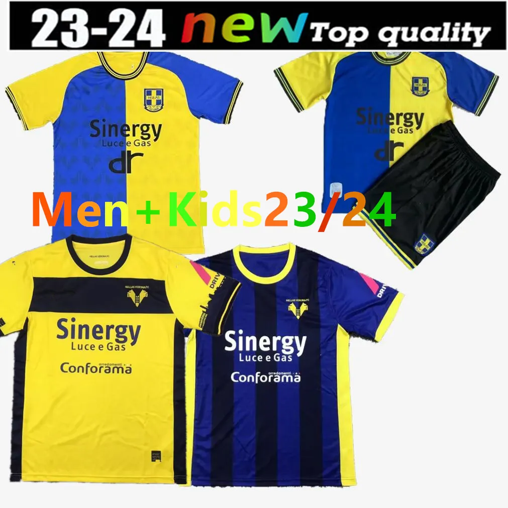 23/24 Hellas Verona FCHRUSTIC maglie da calcio HENRY VERDI LASAGNA TAMEZE DOIG 120esimo anniversario magliette da calcio 2023 2024 Uniformi uomini maillots de futol casa lontano1