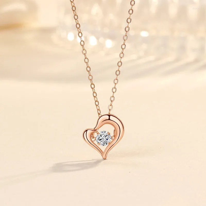 Ketten Schmuck Liebe Herz Moving Sterling Silber Halskette Mode Licht Luxus Anhänger Nische Temperament Schlüsselbein Kette Frauen InsML