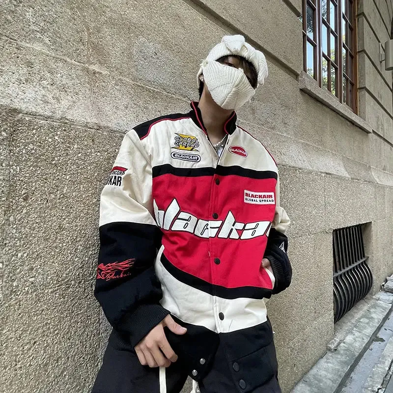 Giacche da uomo stile americano stampa lettere bomber nuova tuta da corsa uomo primavera autunno allentato coppia streetwear moda coreana 231011