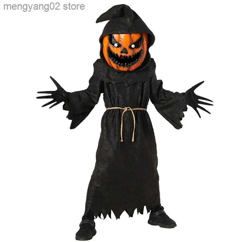 Tema kostym halloween terror fågelskrap cosplay come för barn spöke pumpa bobble head come boys girl pumpkin dyster reaper come t231011