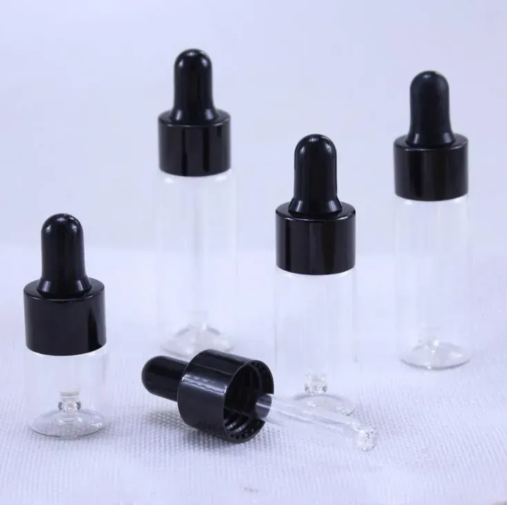 Empty 1ml 2ml 3ml 5ml clear Glass Dropper bottle Mini Glass essential Oil bottle with hose Glass vial SN971