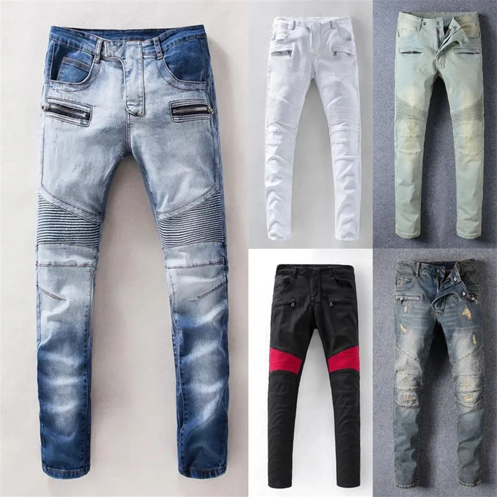 Entier-2016 nouveauté marque de mode hommes jeans cool hommes biker jeans grande taille déchiré hommes jeans skynny fit2440