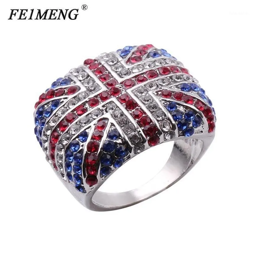 Nova chegada o anel de bandeira britânica marca britânica logotipo do reino unido charme punk rock anéis para mulheres homens moda jóias hip hop anel1251g