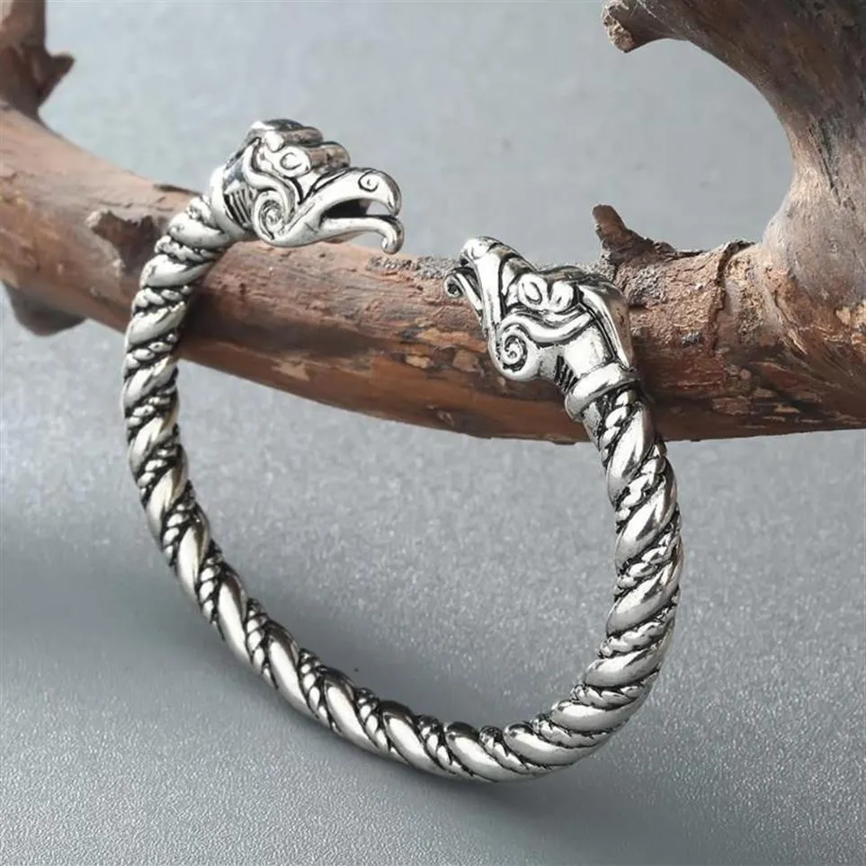 Bangle Antique Ed Gryphon Bangles For Men Viking Slavic Mythical Animal Punk Chirstmas Födelsedagsfest smycken gåva239v