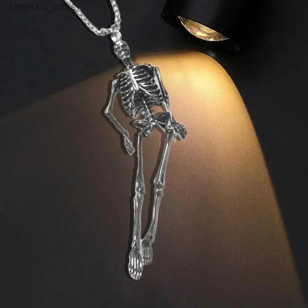 Andere Modeaccessoires Ganzkörper-Metallskelett-Anhänger Gotische Skelett-Anhänger-Halskette Beweglicher Körper Arme Beine Schädel-Anhänger Halloween-Schmuck Geschenke Q231011