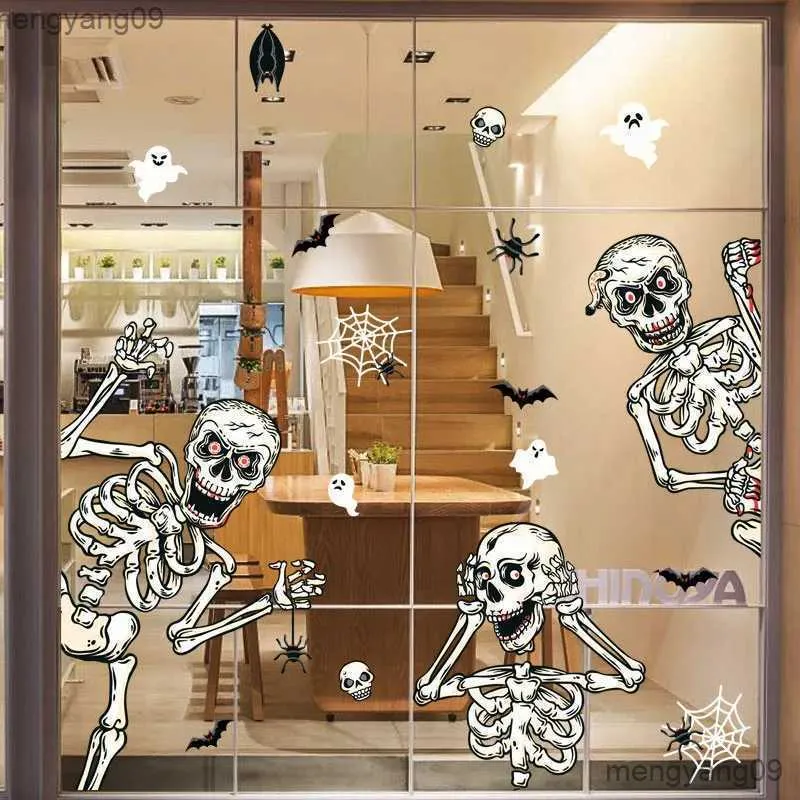 Inne świąteczne zapasy imprezy Halloween szkielety okienki okienne naklejki na okno Dekoracja do upiornego domu szklana ściana nawiedzona impreza domowa R231011