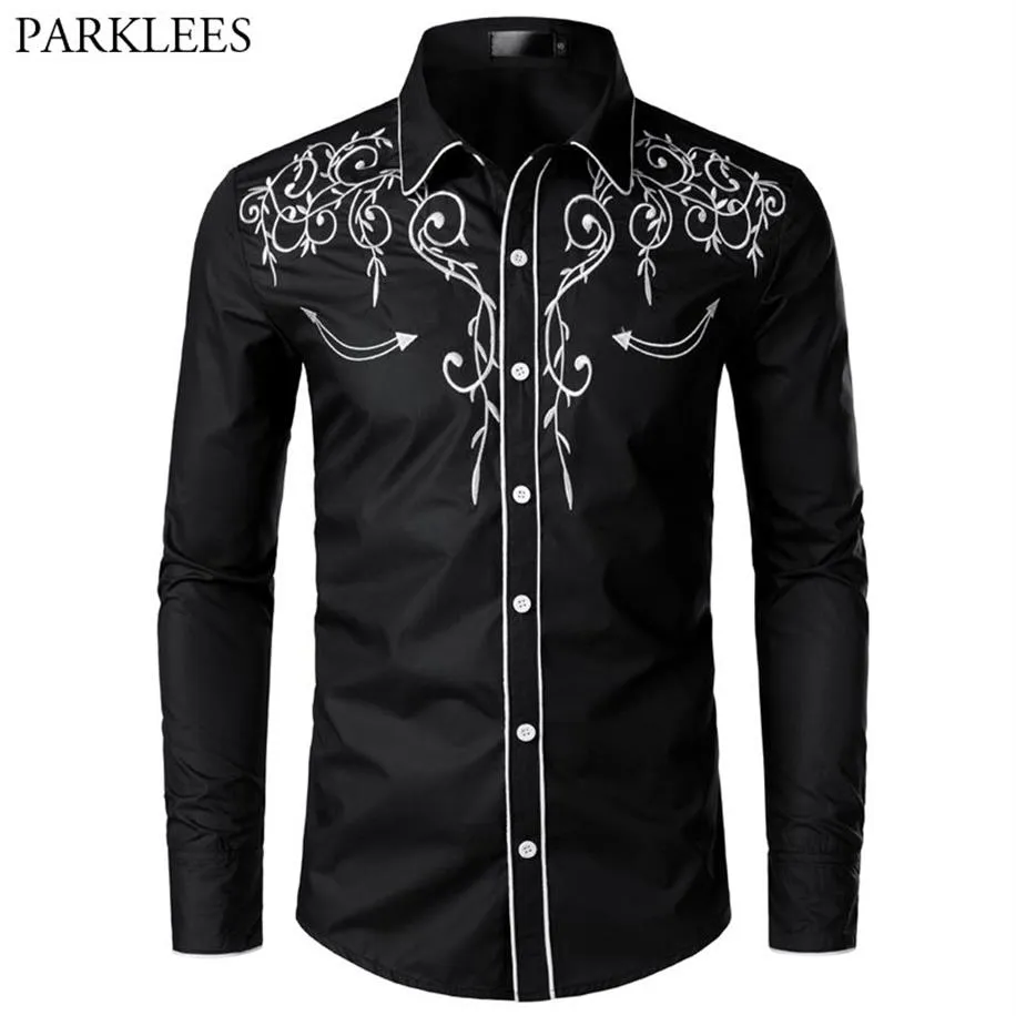 Стильная ковбойская рубашка в стиле вестерн, мужская брендовая дизайнерская вышивка, приталенная повседневная рубашка с длинным рукавом, мужская рубашка для свадебной вечеринки 2104268Q
